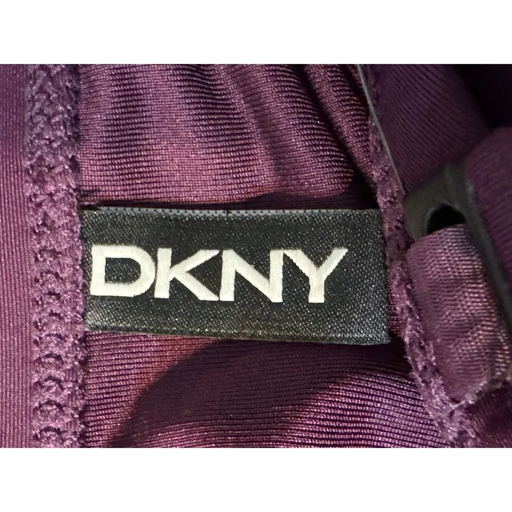 DKNY Womens Purple Ruched One Piece Swimsuit Tummy Control Large NWOT - Picture 7 of 7